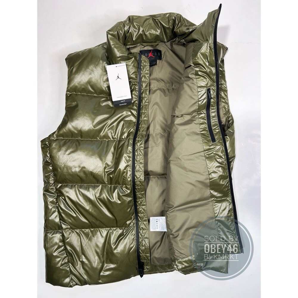 Nike Air Jordan Flight Shine Down Fill Therma Fit  Vest Green FV7273-222 Size L - Picture 4 of 4